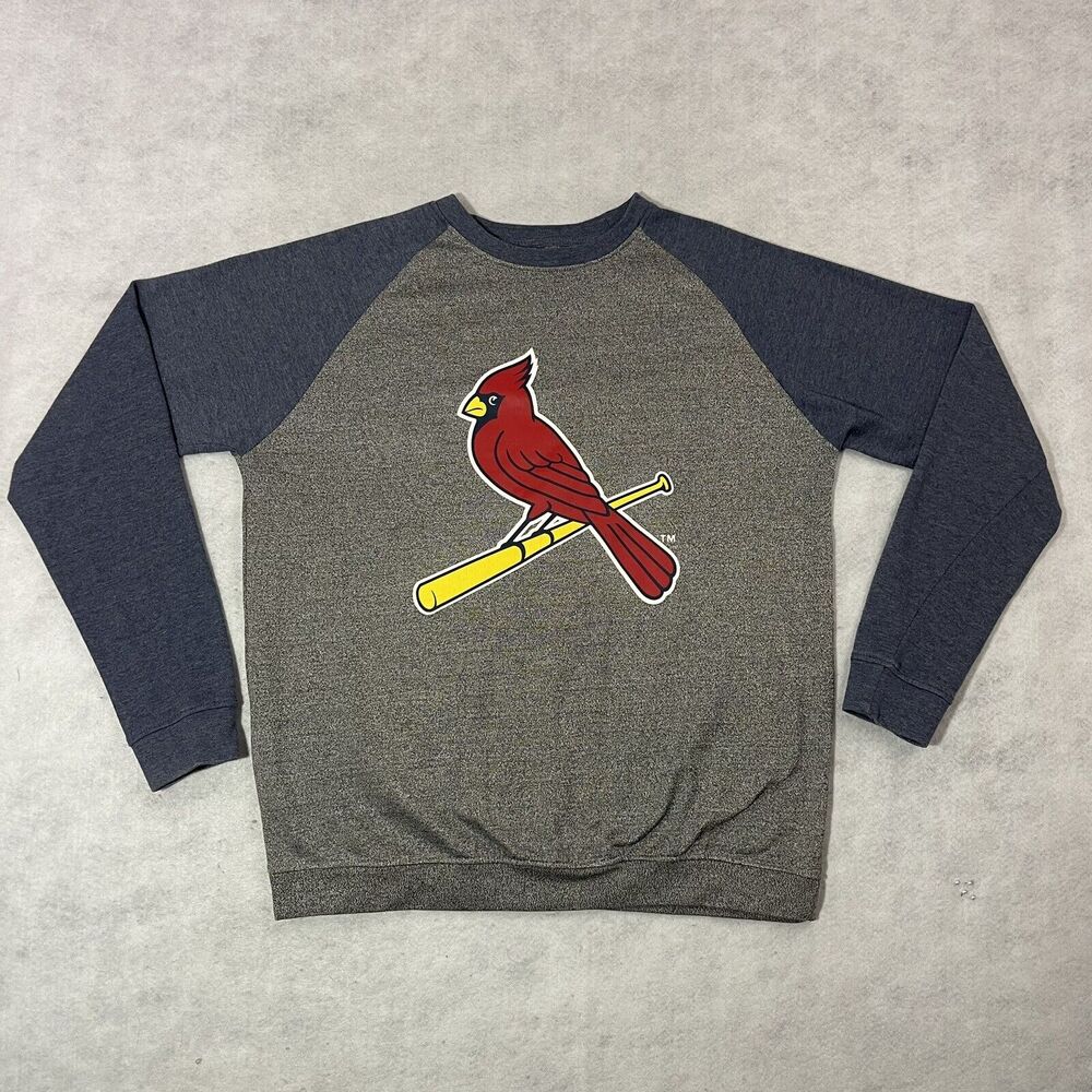 St Louis Cardinals Sweatshirt Adults Size XL Blue Gray Raglan Long Sleeve Logo - Picture 8 of 13